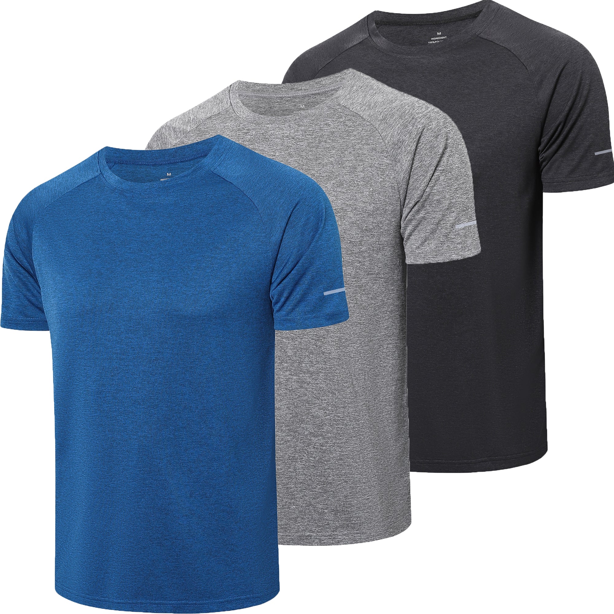 frueo Men's 3 Pack Workout Shirts Moisture Wicking Short Sleeve Athletic T-Shirts