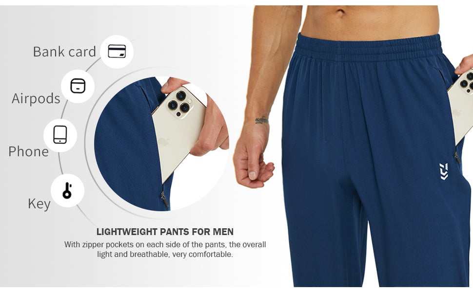 frueo 2 Pack Men's Sweatpants with Zipper Pockets Jogging Pants Tapered Athletic Pants