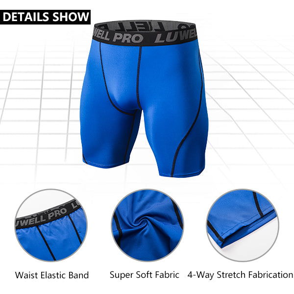 LUWELL PRO 3 Pack Compression Shorts Mens Quick Dry Running Shorts