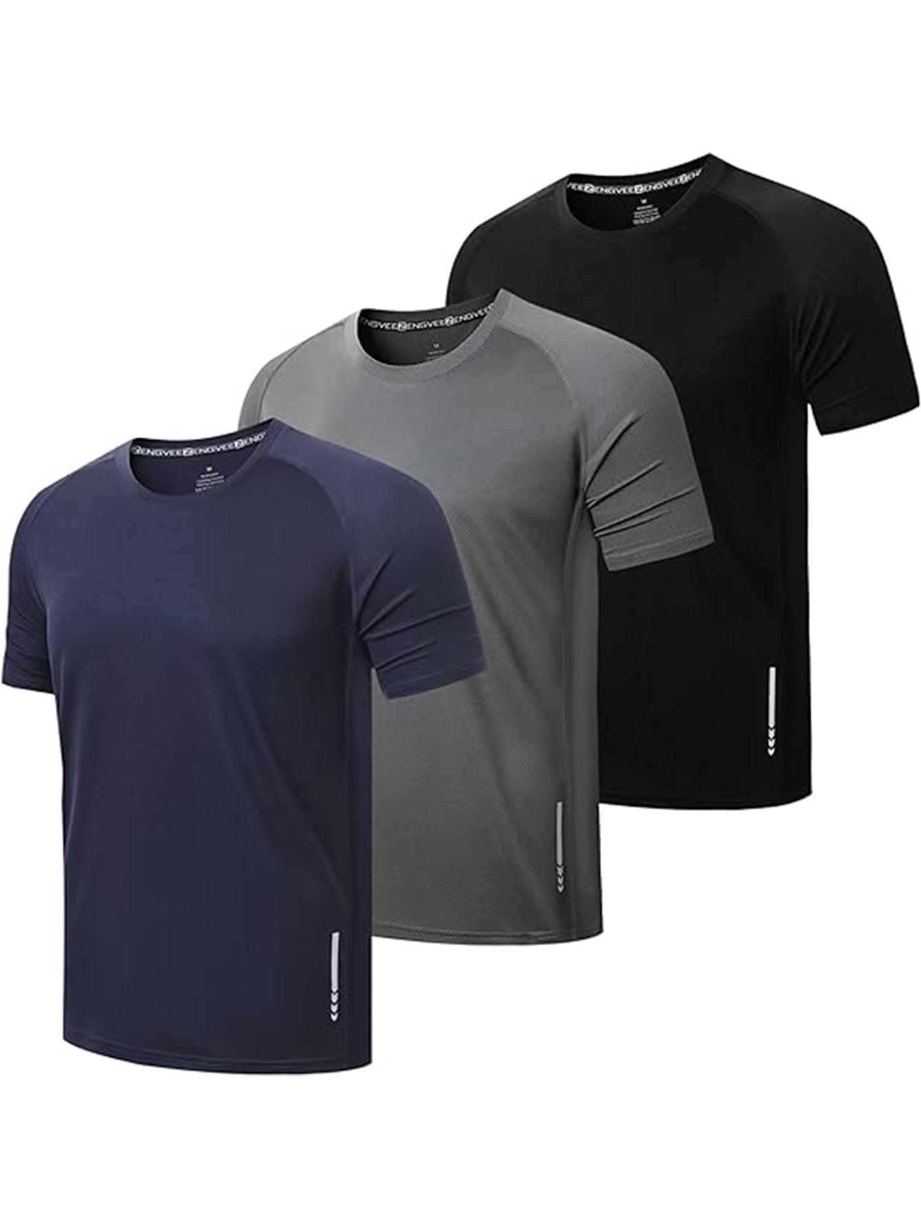 Men's 3 Pack Workout Shirts  Moisture Wicking Short Sleeve Mesh Athletic T-Shirts Lightweight Athletic