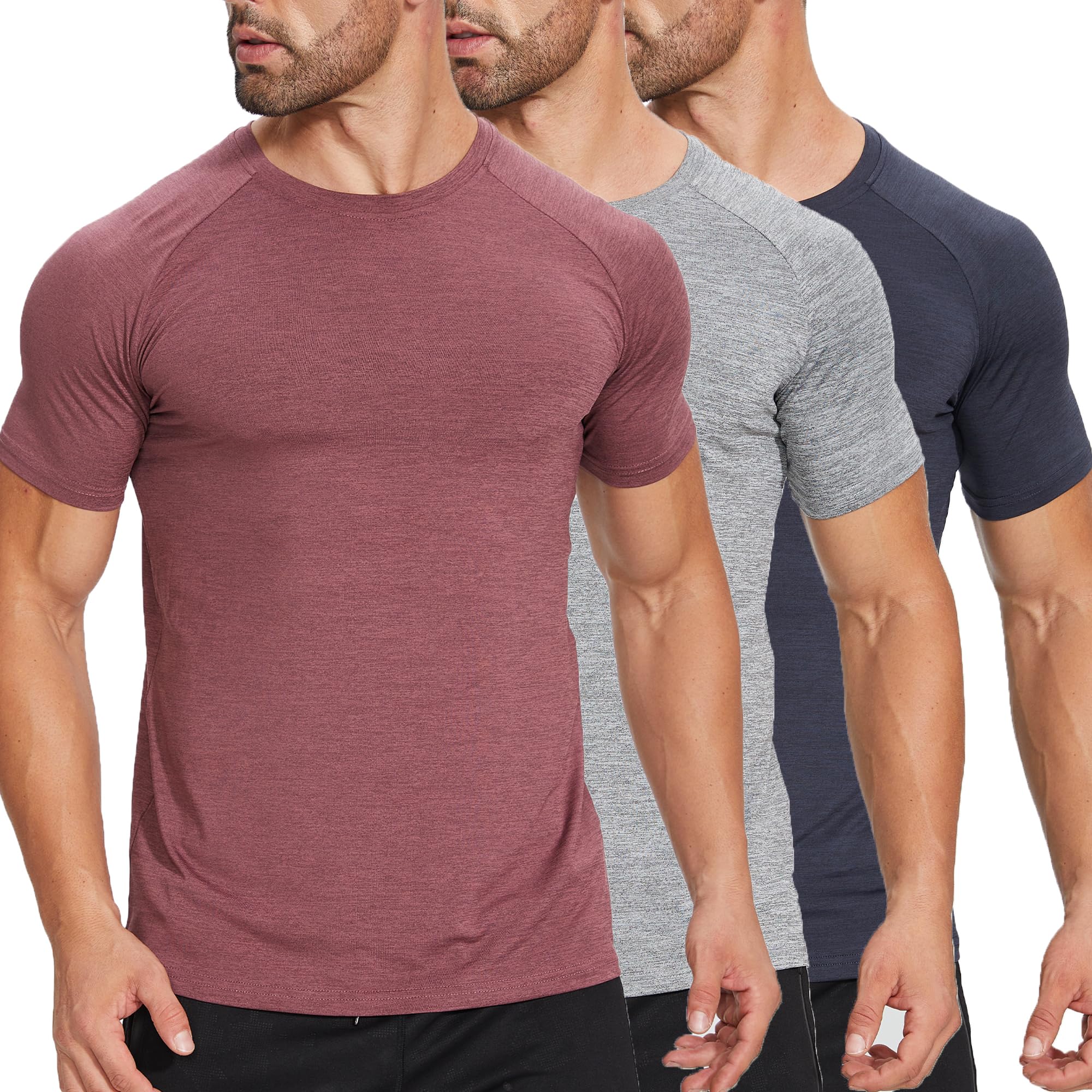 3 Pack Running Top Men  Sport  Short Sleeve Breathable Wicking Tee Shirts Training Tshirts