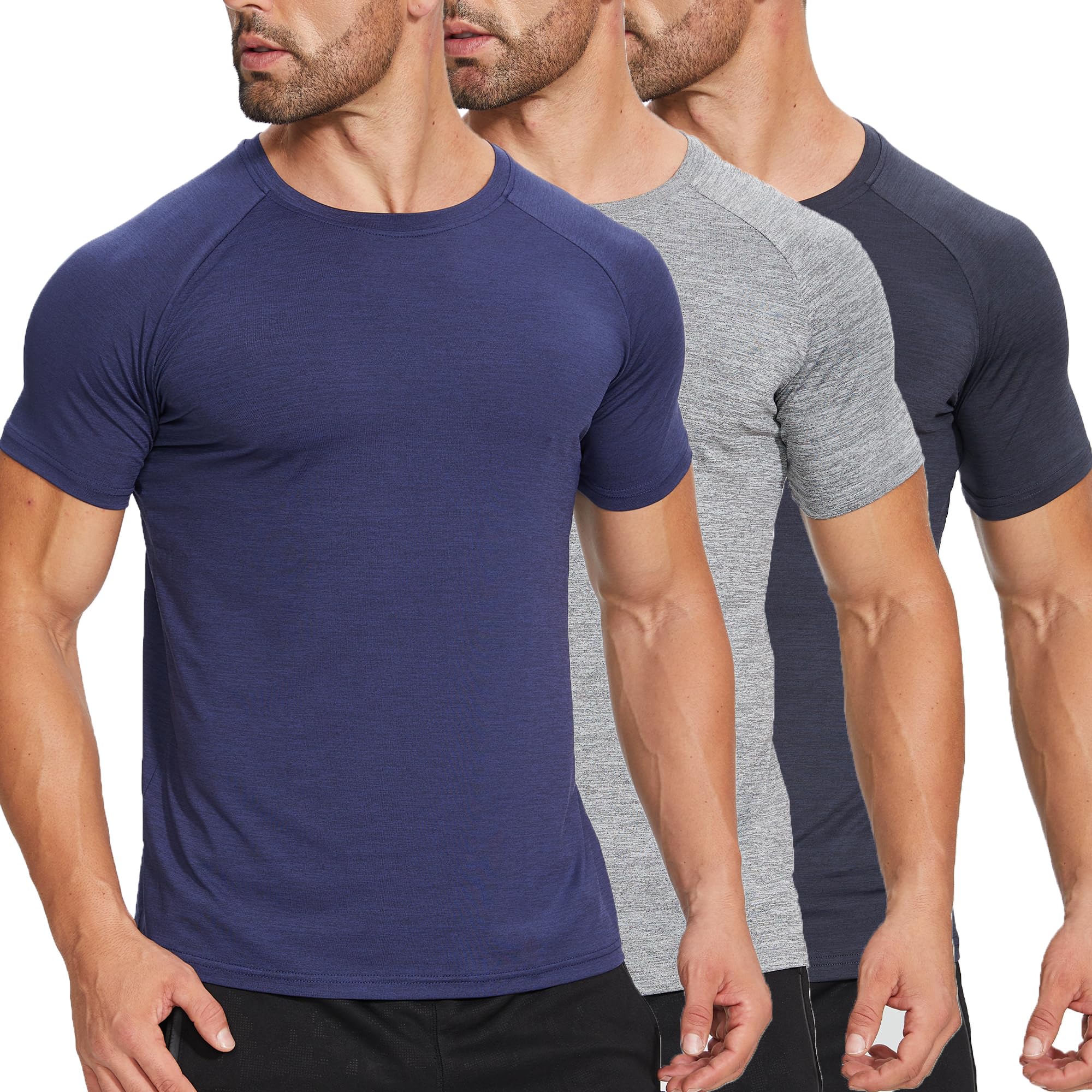 3 Pack Running Top Men  Sport  Short Sleeve Breathable Wicking Tee Shirts Training Tshirts