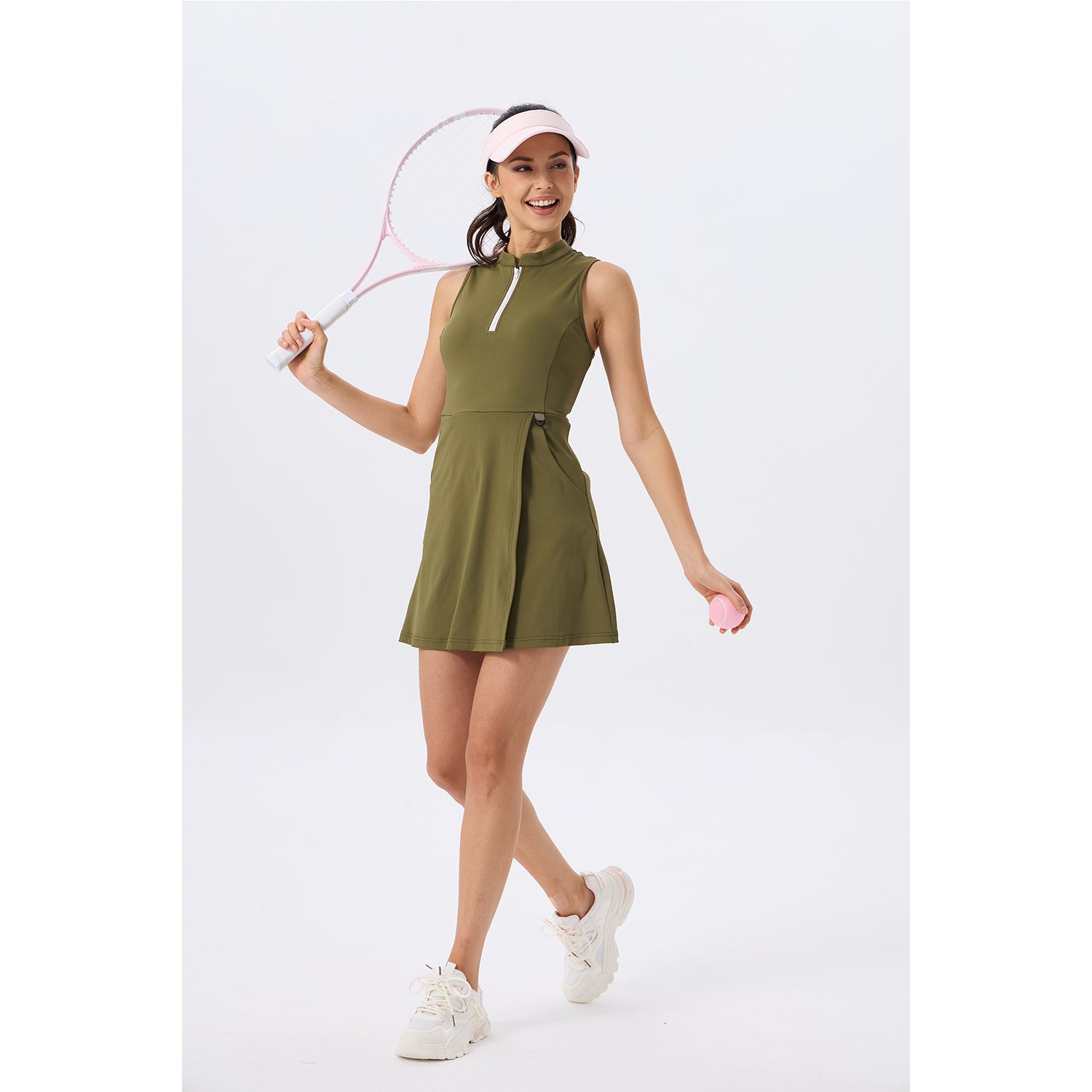 Women's Golf Dress with Shorts Zip Up Quick Dry Sleeveless Pockets Tennis Workout Dresses