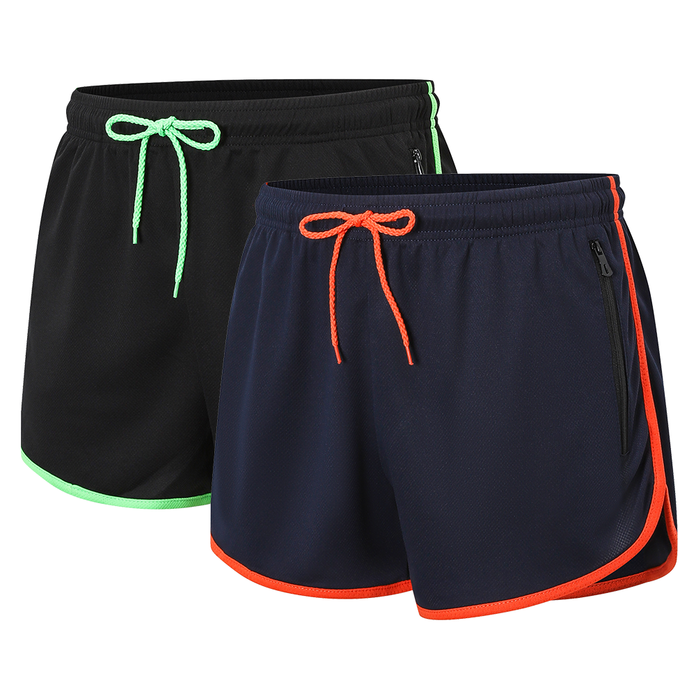 HUAKANG 2 Pack Running Shorts Men Gym Athletic Bodybuilding Shorts