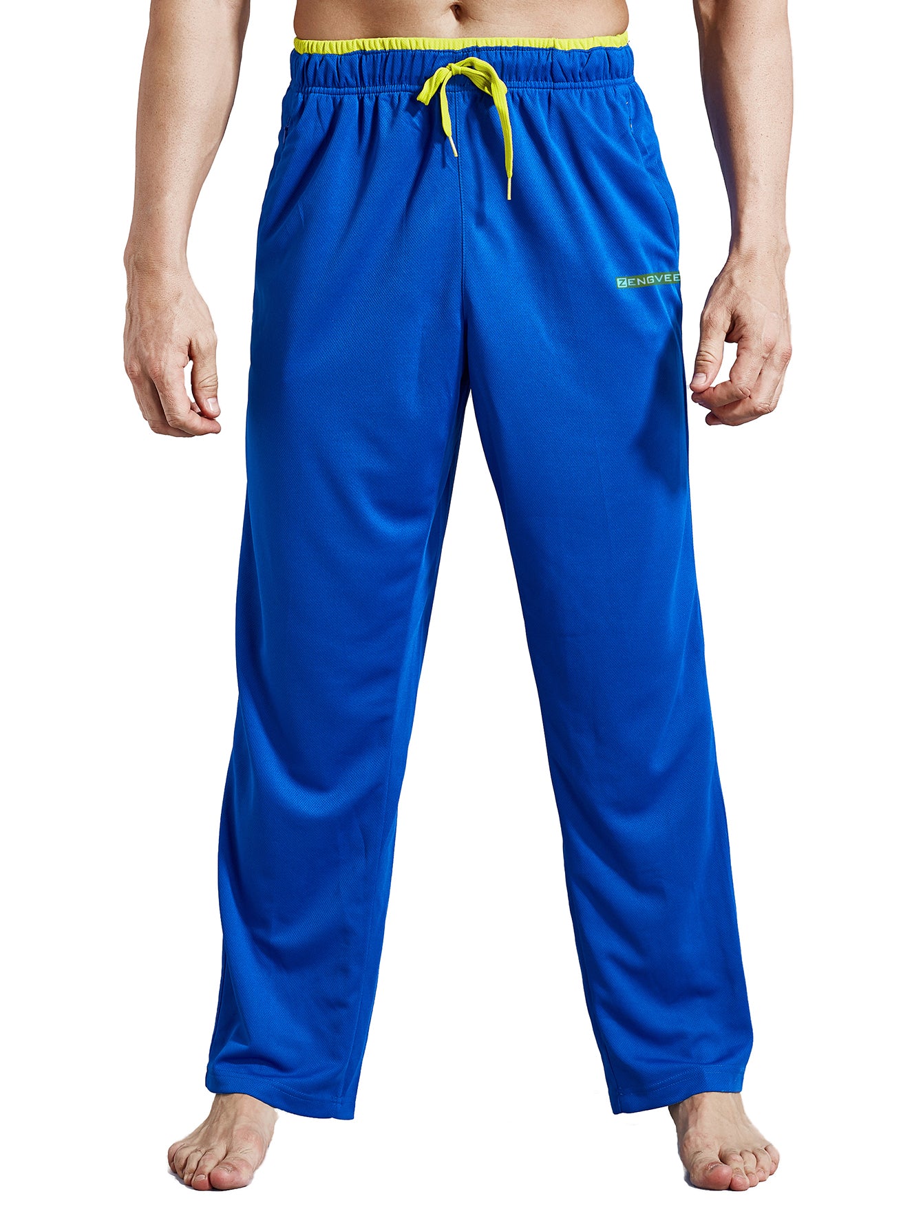 Men's Sweatpants with Zipper Pockets Open Bottom Athletic Pants