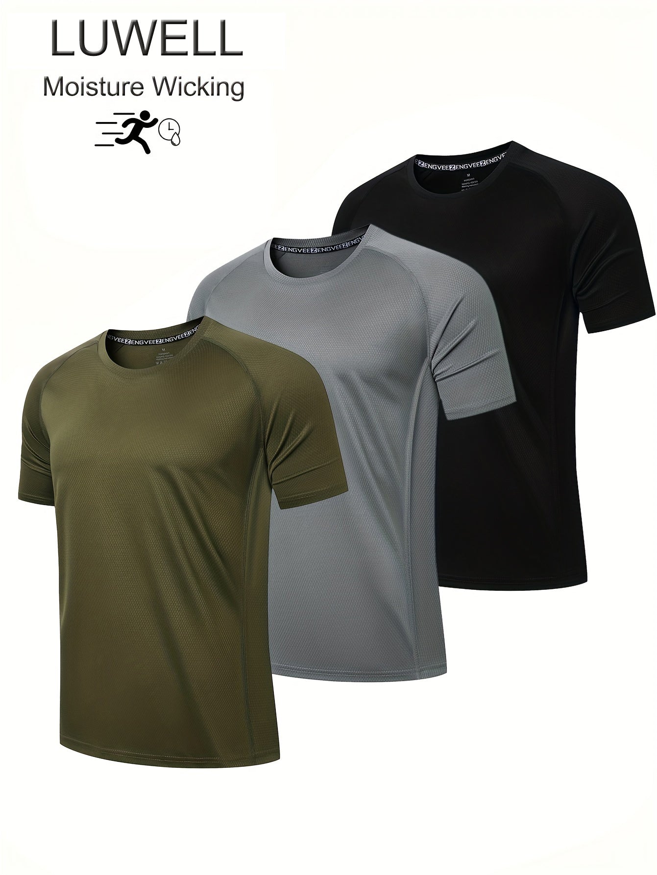 LUWELL 3pcs Men's Quick Dry Short Sleeve