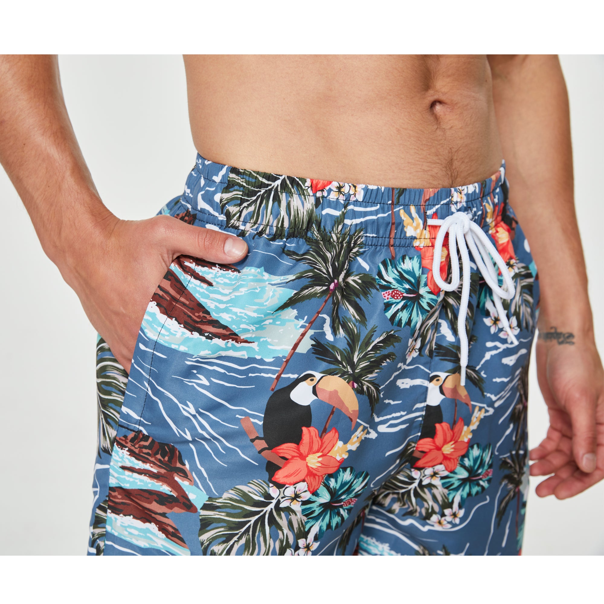 frueo 2 in 1 Swimming Trunks Men with Zipper Pocket Beach Shorts