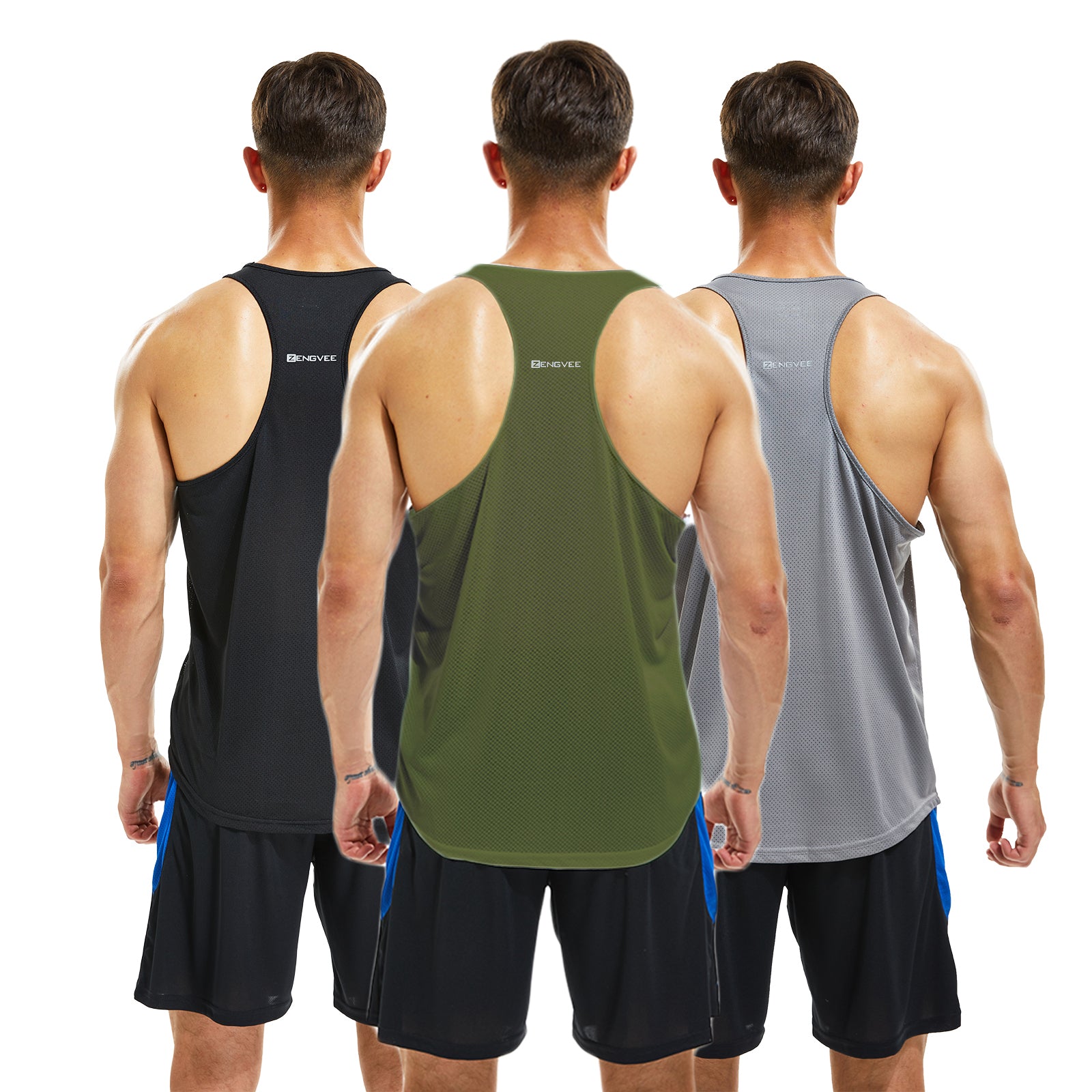 frueo 3 Pack Mens Y-Back Sleeveless Tops Running Muscle Tank Top