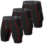ZENGVEE Compression Shorts Men 3 Pack with Pocket Running Short
