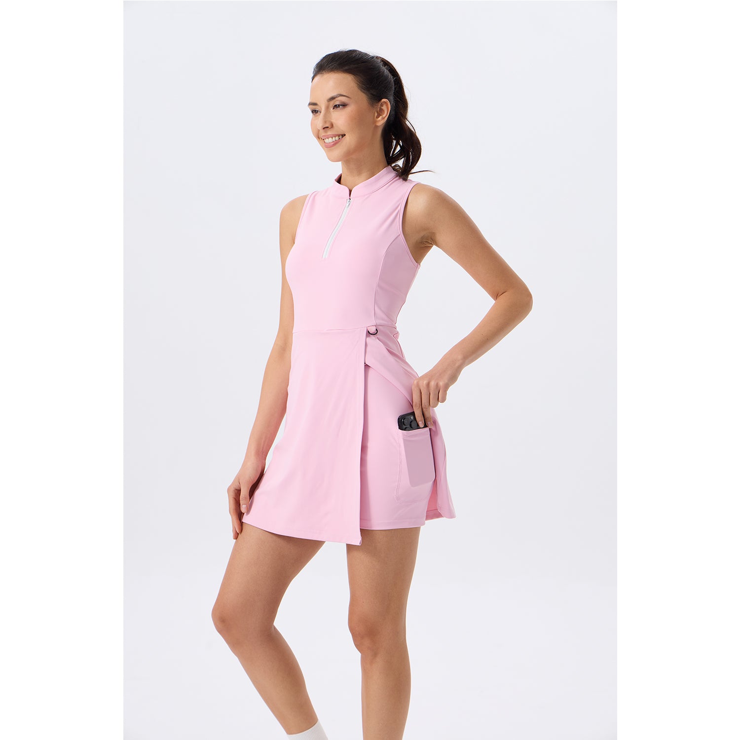 Women's Golf Dress with Shorts Zip Up Quick Dry Sleeveless Pockets Tennis Workout Dresses