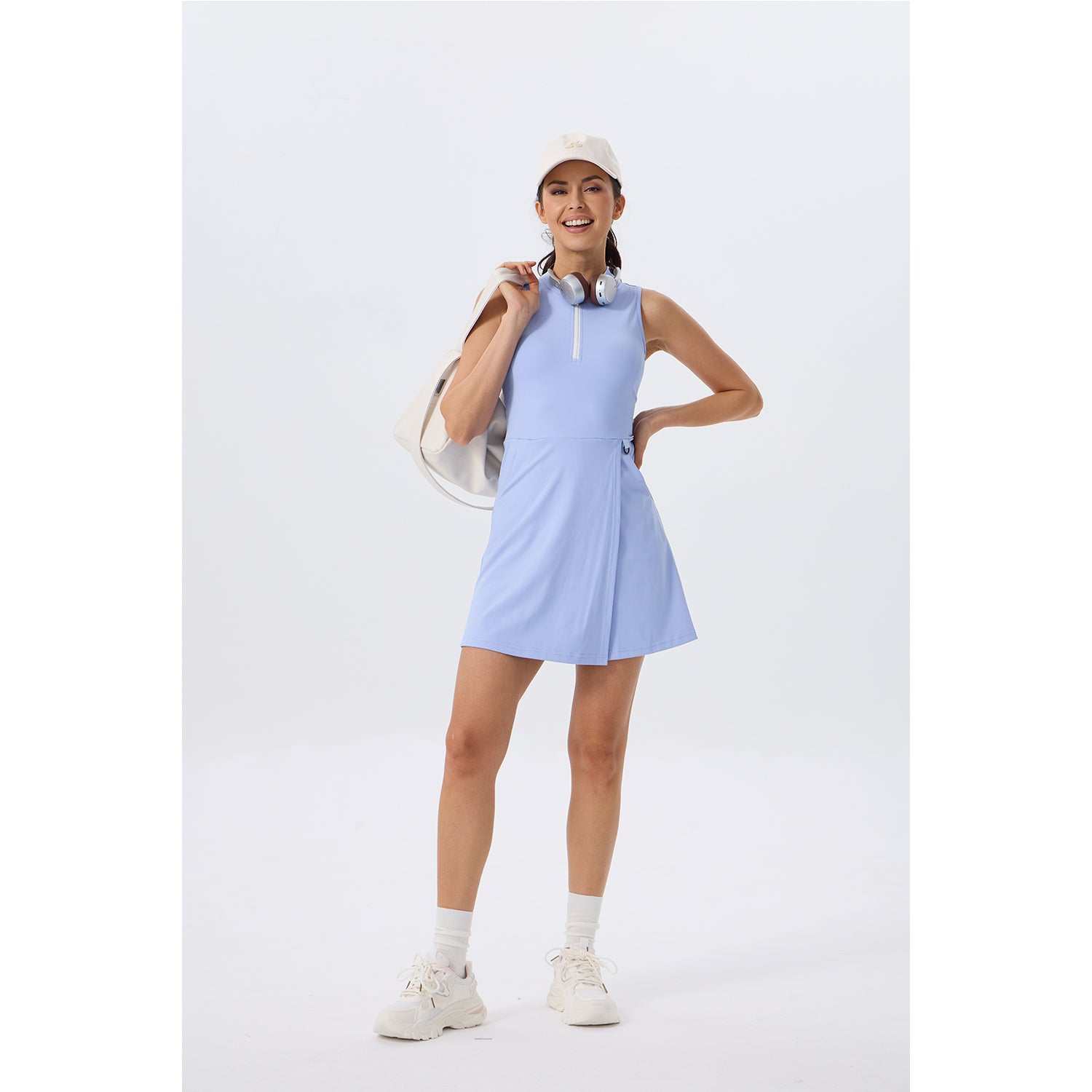 Women's Golf Dress with Shorts Zip Up Quick Dry Sleeveless Pockets Tennis Workout Dresses