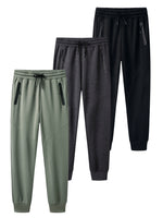 3 Pack  Active Athletic Workout Jogger Sweatpants for Men with Zipper Pocket and Drawstring