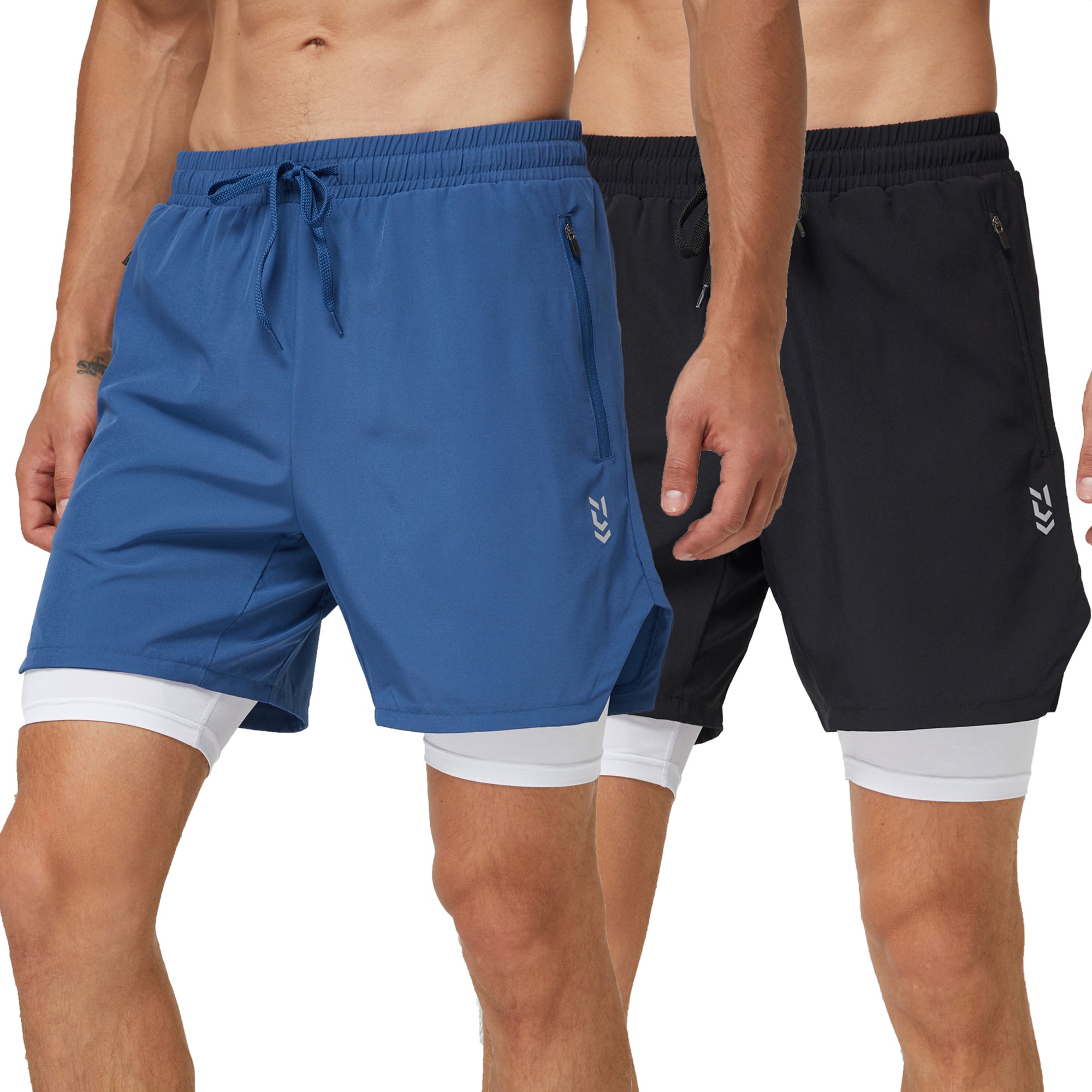 frueo 2 Pack 2 in 1 Mens Running Shorts with Zipper Pocket