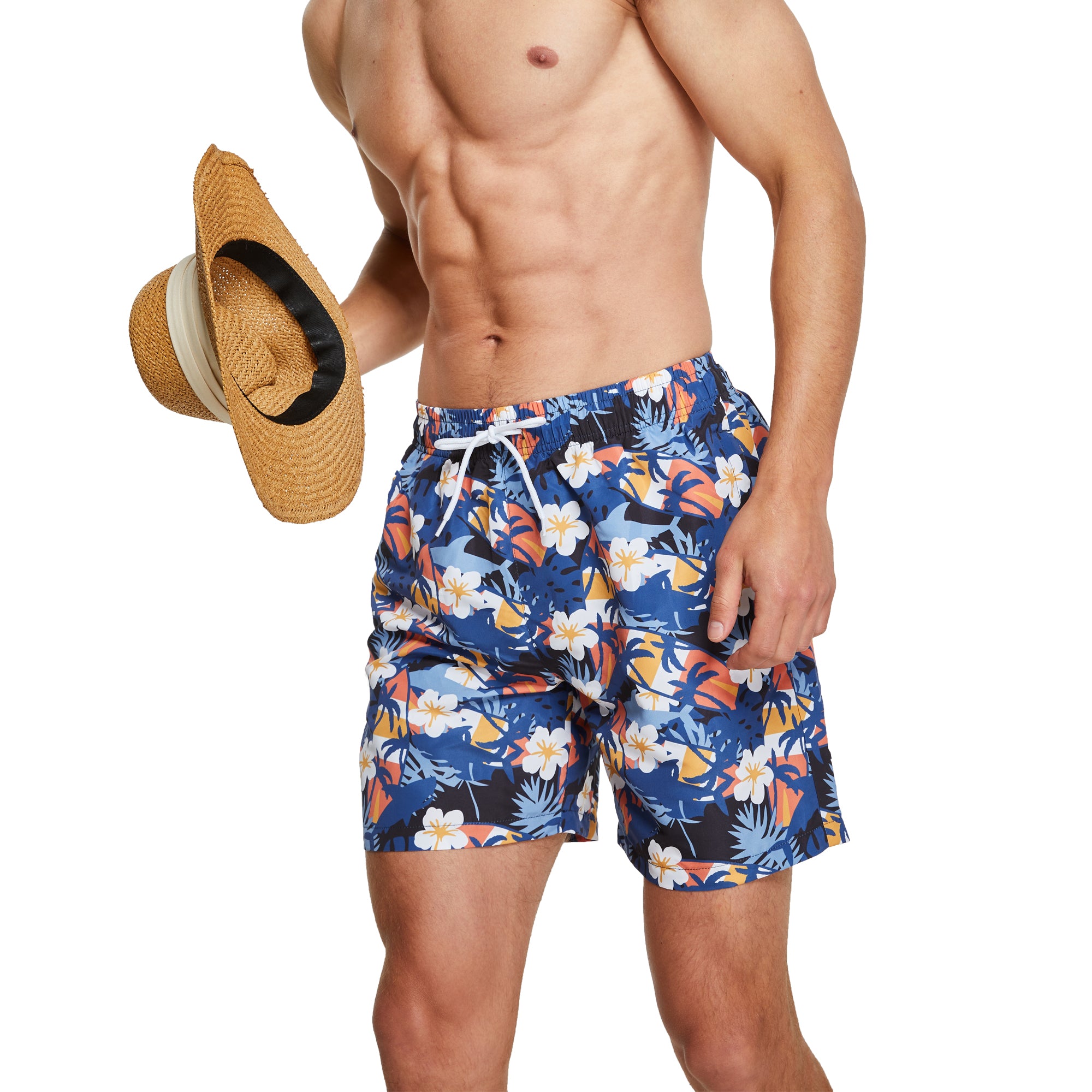 frueo 2 in 1 Swimming Trunks Men with Zipper Pocket Beach Shorts