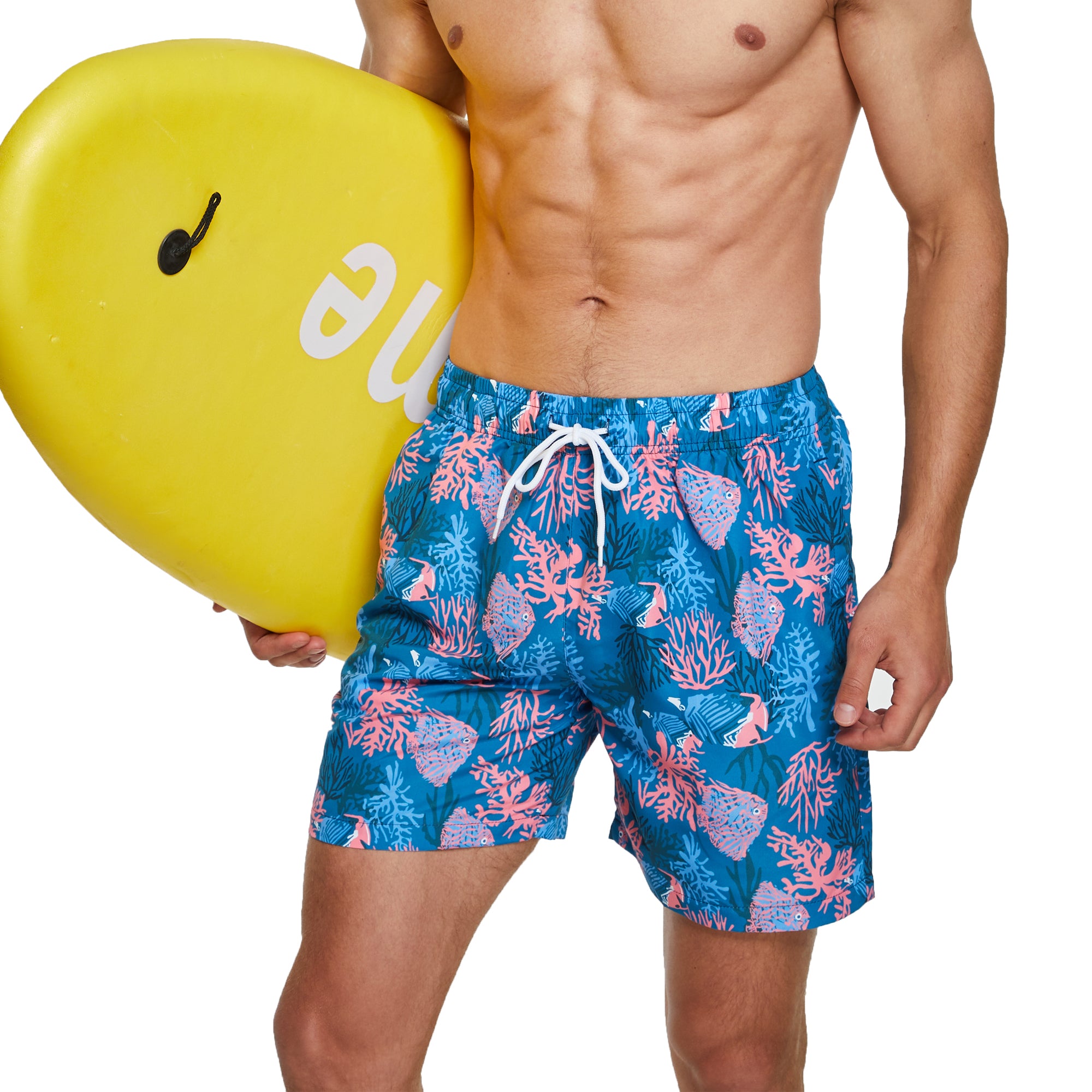 frueo 2 in 1 Swimming Trunks Men with Zipper Pocket Beach Shorts