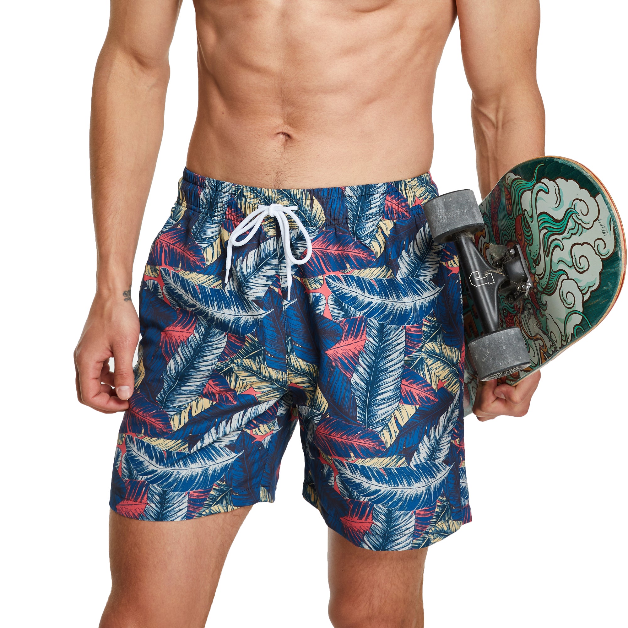 frueo 2 in 1 Swimming Trunks Men with Zipper Pocket Beach Shorts