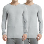 frueo 2 Pack Men's Inner Fleece Thermal Underwear Soft Warm Top