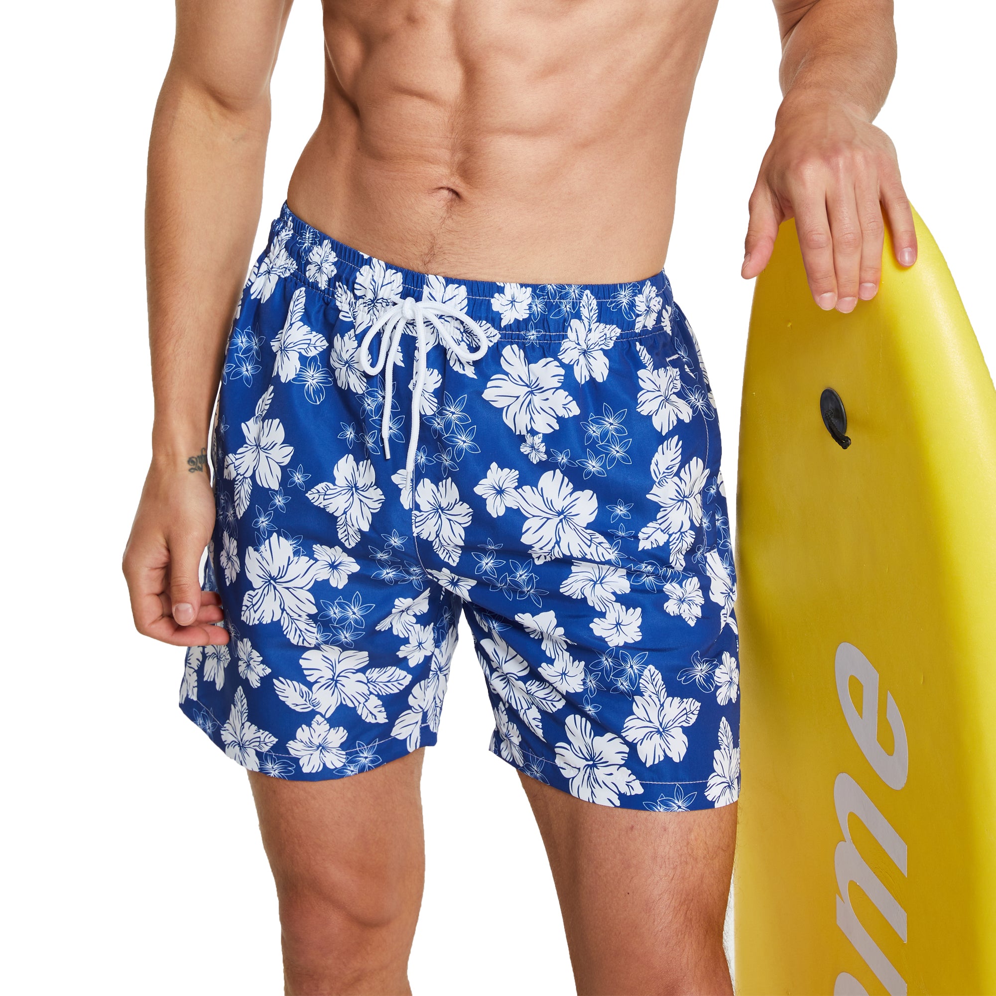 frueo 2 in 1 Swimming Trunks Men with Zipper Pocket Beach Shorts