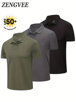 3 Pack Men's Polo Shirts Short Sleeve Quick Dry Breathable Golf Polo Shirts