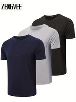 3 Pack Mens plain  casual t shirts with pocket