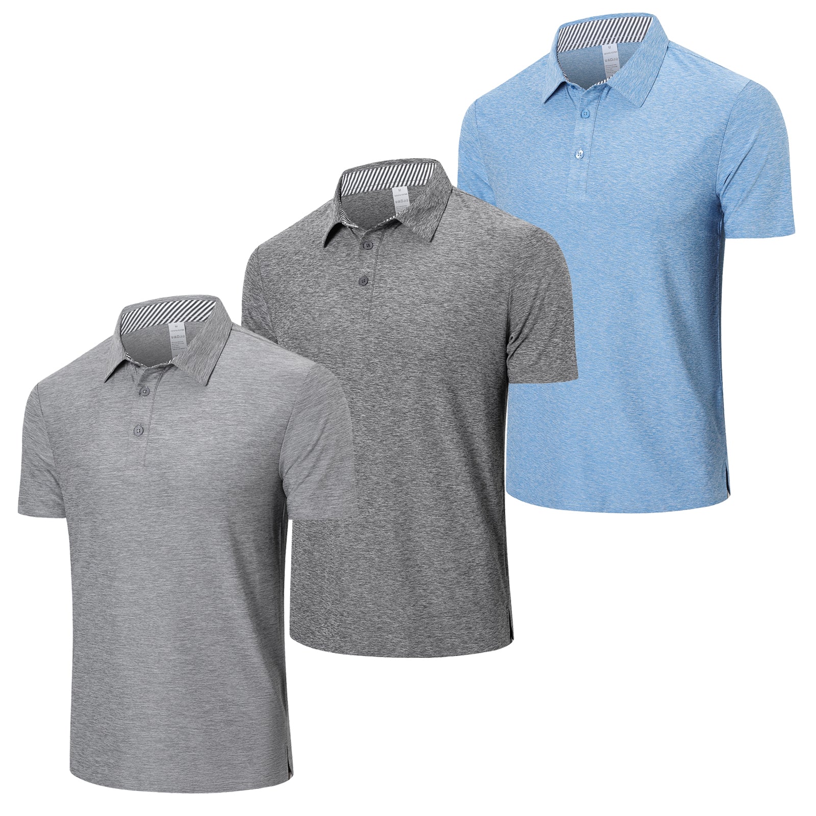 Cimic Polo Shirts for Men Adult Short Sleeve Golf Polo T Shirts Mens 3 Pack Work Casual Gym Tennis Workout Breathable Quick Dry Tops