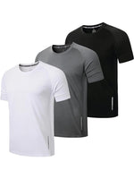 Men's 3 Pack Workout Shirts  Moisture Wicking Short Sleeve Mesh Athletic T-Shirts Lightweight Athletic