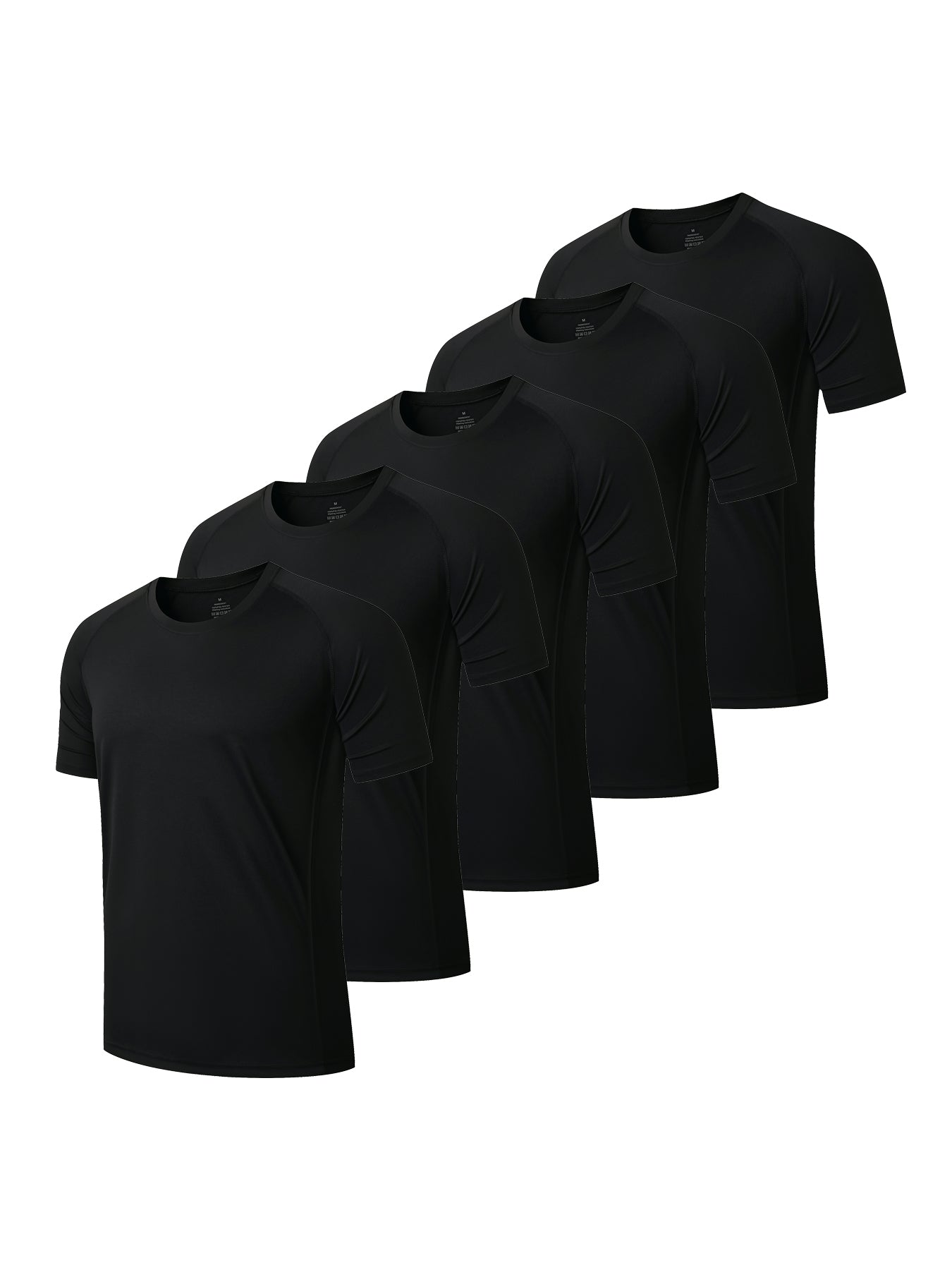 5 Pack Sport Workout Top Men  Casual Crew Neck Shirts