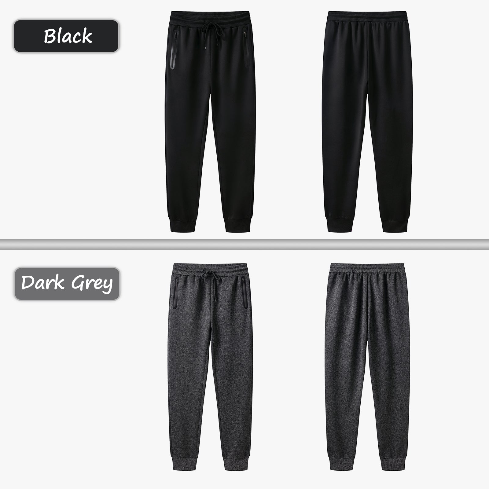 2 Pack Men's Joggers Tracksuit Bottoms Pants Track Pants for Men Sports Sweatpants Long Jogging Training Trousers Zip Pockets