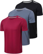 3 Pack Mens T-Shirts  Running Tops for Men Breathable Sport T Shirts Moisture Wicking Fitness Training Shirts Short Sleeve Tops