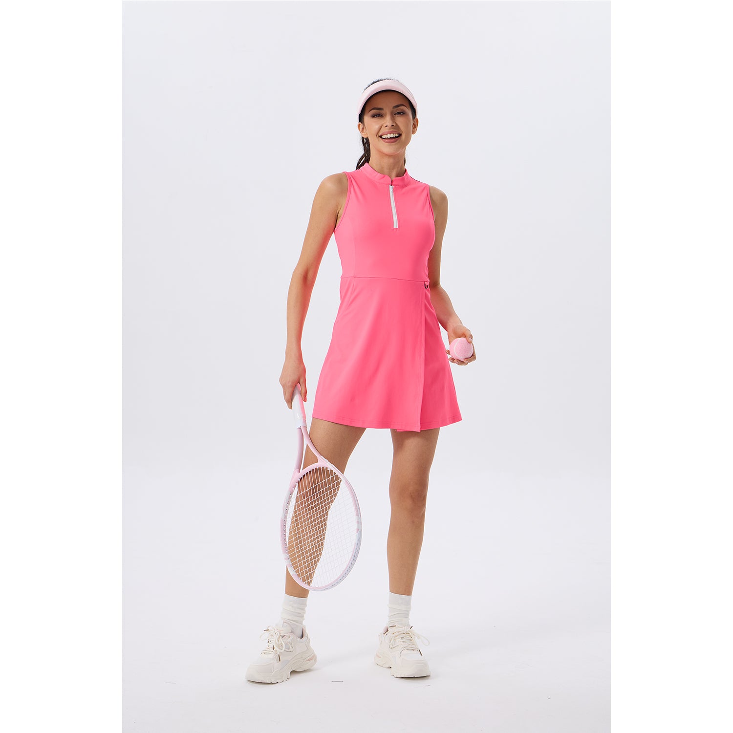 Women's Golf Dress with Shorts Zip Up Quick Dry Sleeveless Pockets Tennis Workout Dresses