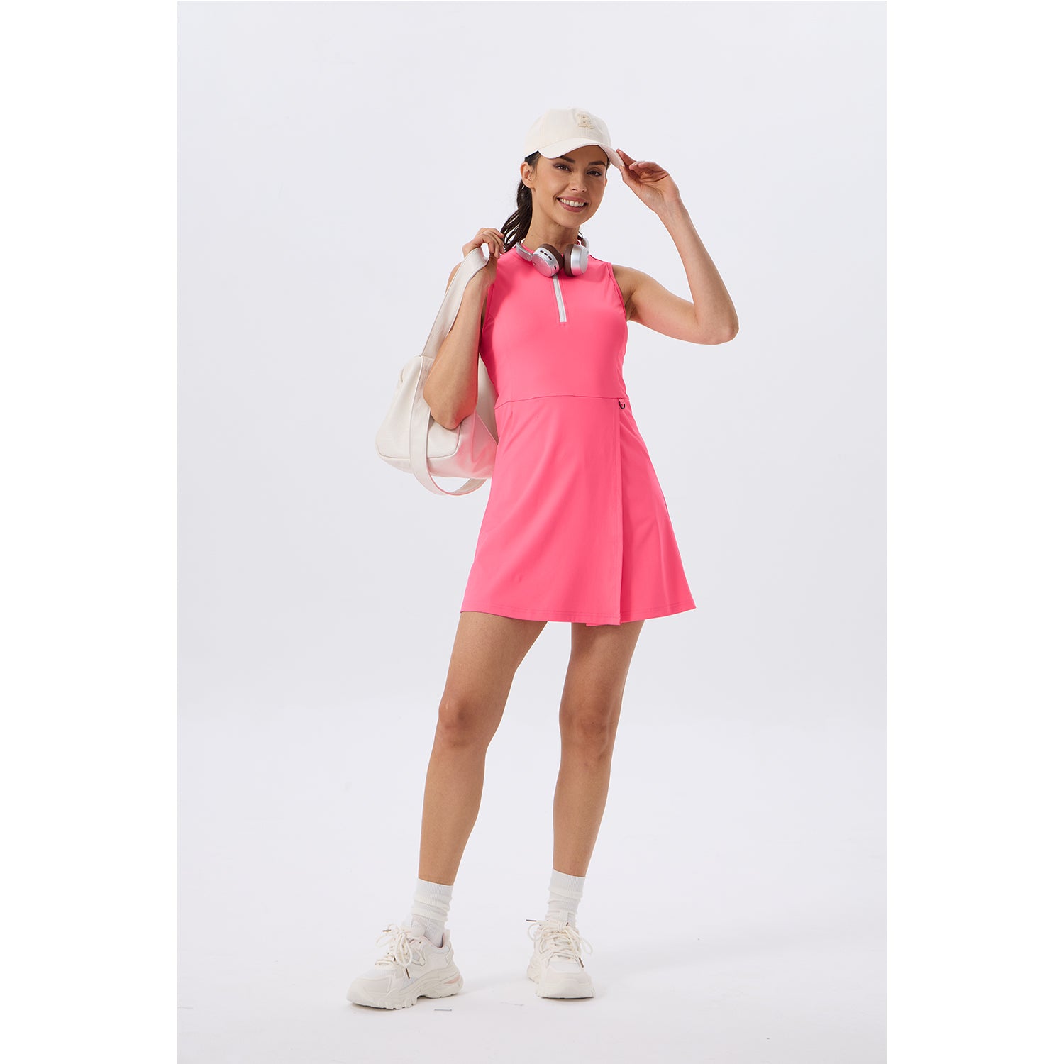 Women's Golf Dress with Shorts Zip Up Quick Dry Sleeveless Pockets Tennis Workout Dresses