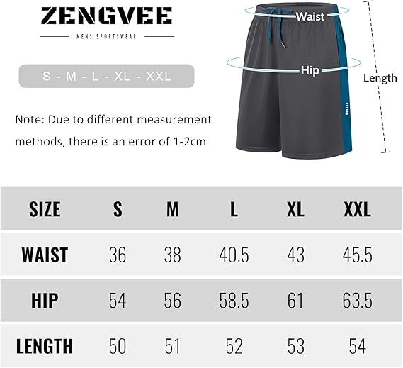 ZENGVEE 5 Pack Men's Gym Shorts with Reflective Stripe Running Quick Dry Breathable Lightweight Training Sports Workout Shorts