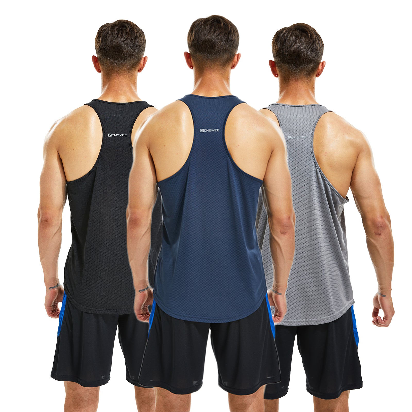 frueo 3 Pack Mens Y-Back Sleeveless Tops Running Muscle Tank Top