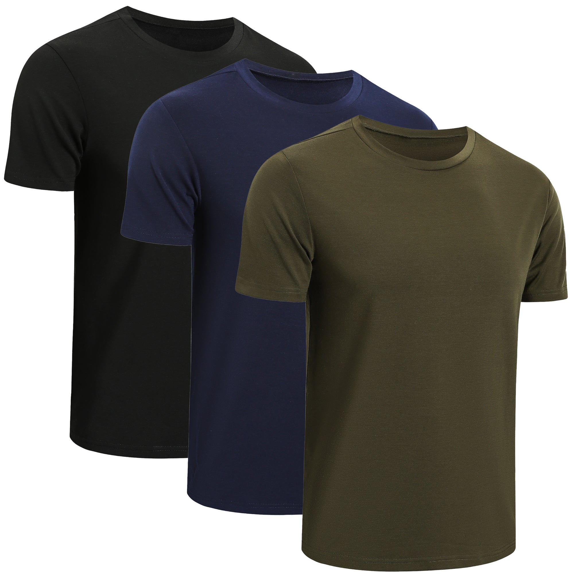 3 Piece Men's T-Shirt Men's Black True Classic Cotton Basic Workwear Short Sleeve Breathable T-Shirt Set