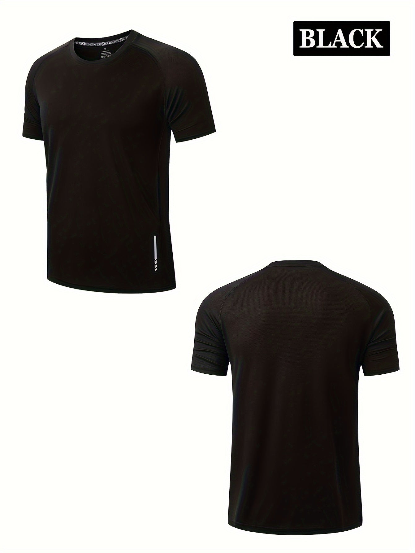 ZENGVEE 3pcs Breathable T-shirts with Reflective Stripes for Men