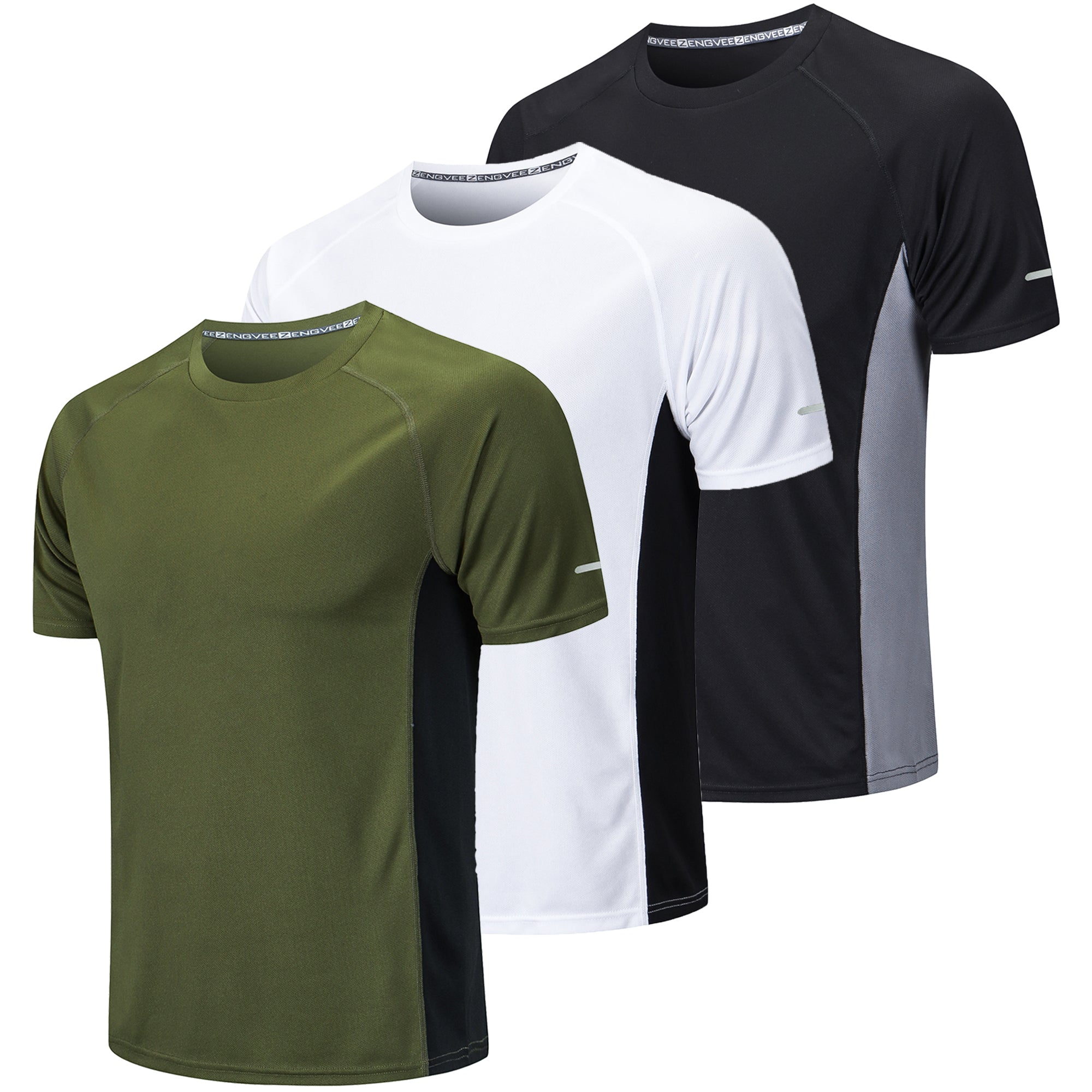 3 Pack Men's Running Shirts Short-Sleeve Tops Sport T-Shirt