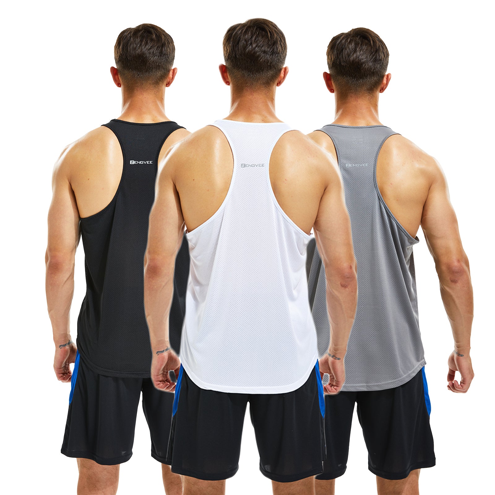 frueo 3 Pack Mens Y-Back Sleeveless Tops Running Muscle Tank Top