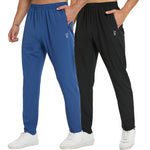 frueo 2 Pack Men's Sweatpants with Zipper Pockets Jogging Pants Tapered Athletic Pants