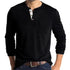 Mens Henley Long Sleeve T Shirt  Casual Fashion Basic Tops