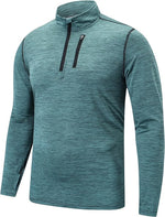 frueo Mens Long Sleeve 1/4 Zip Warm Sportwear Running Gym Tops