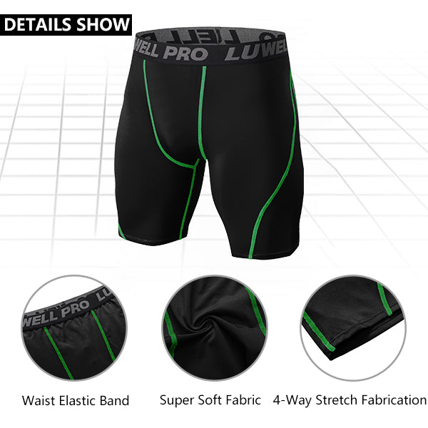 LUWELL PRO 3 Pack Compression Shorts Mens Quick Dry Running Shorts