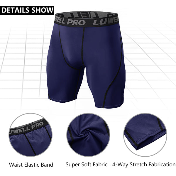 LUWELL PRO 3 Pack Compression Shorts Mens Quick Dry Running Shorts