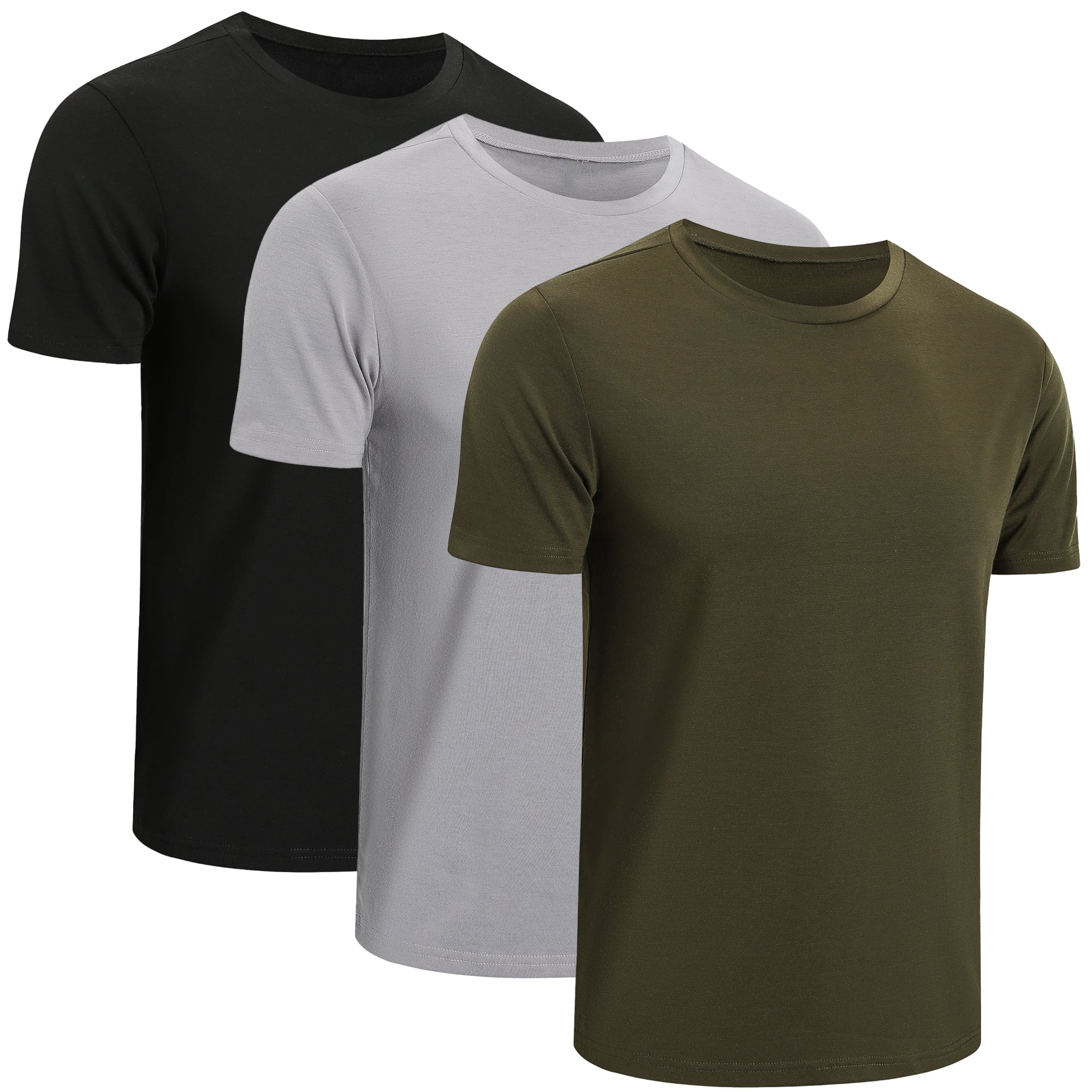 3 Piece Men's T-Shirt Men's Black True Classic Cotton Basic Workwear S ...