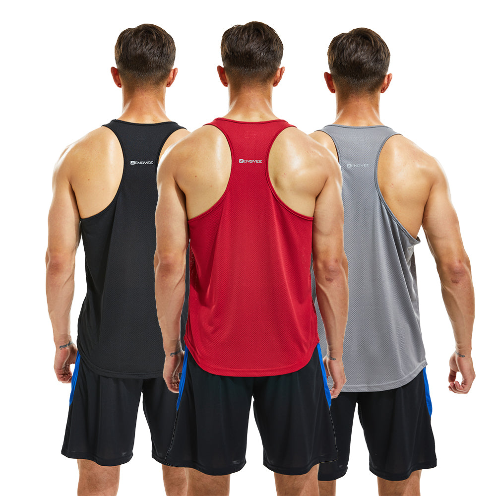 frueo 3 Pack Mens Y-Back Sleeveless Tops Running Muscle Tank Top