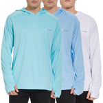 HUAKANG 3Pack Men's UPF 50+ UV Sun Protection Performance Long Sleeve Outdoor T Shirt