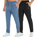 frueo 2 Pack Men's Sweatpants with Zipper Pockets Jogging Pants Tapered Athletic Pants