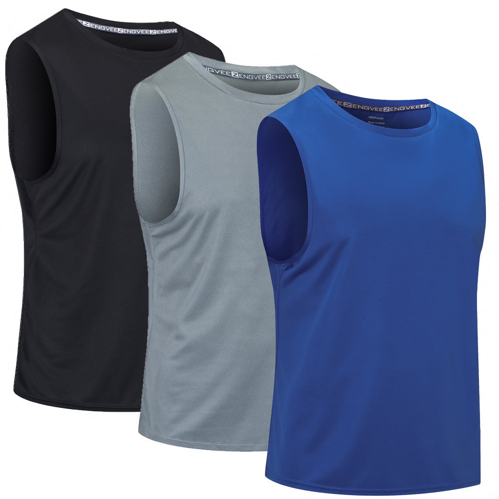 3 Pack Men's Muscle Tank Tops Loose  Gym Workout Sleeveless Shirt