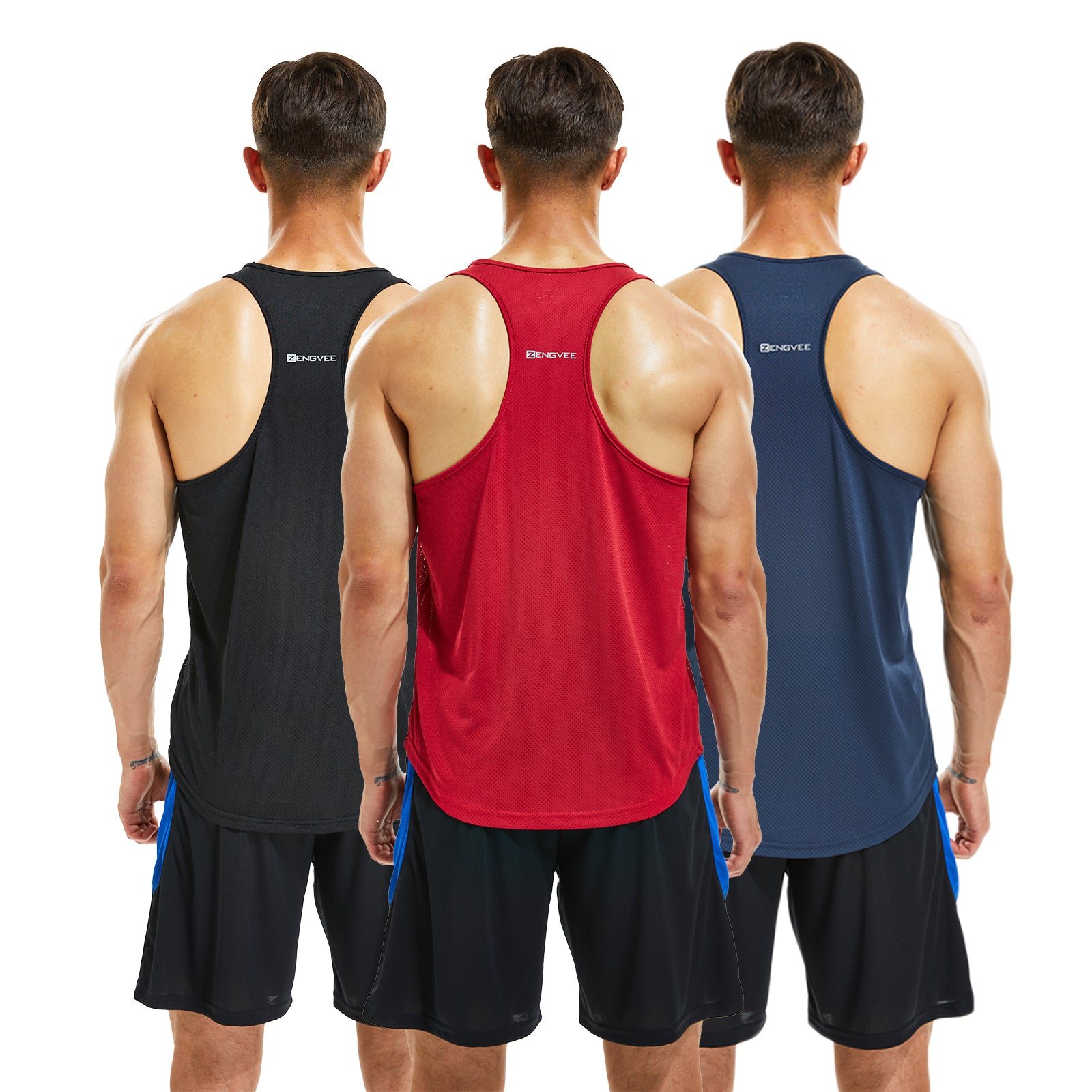 frueo 3 Pack Mens Y-Back Sleeveless Tops Running Muscle Tank Top