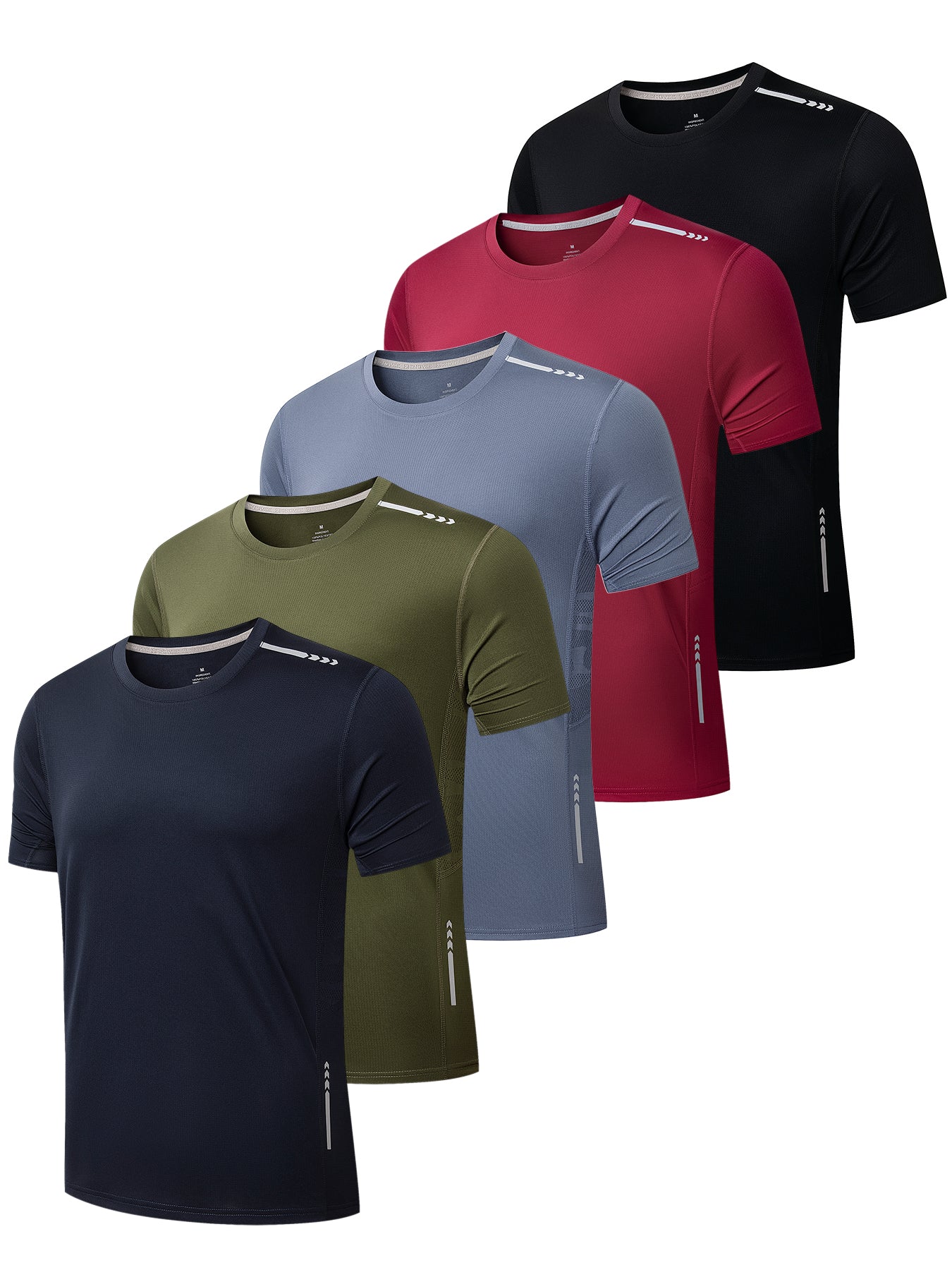 5 Pack Mens T-Shirts  Running Tops for Men Breathable Sport T Shirts Moisture Wicking Fitness Training Shirts Short Sleeve Tops